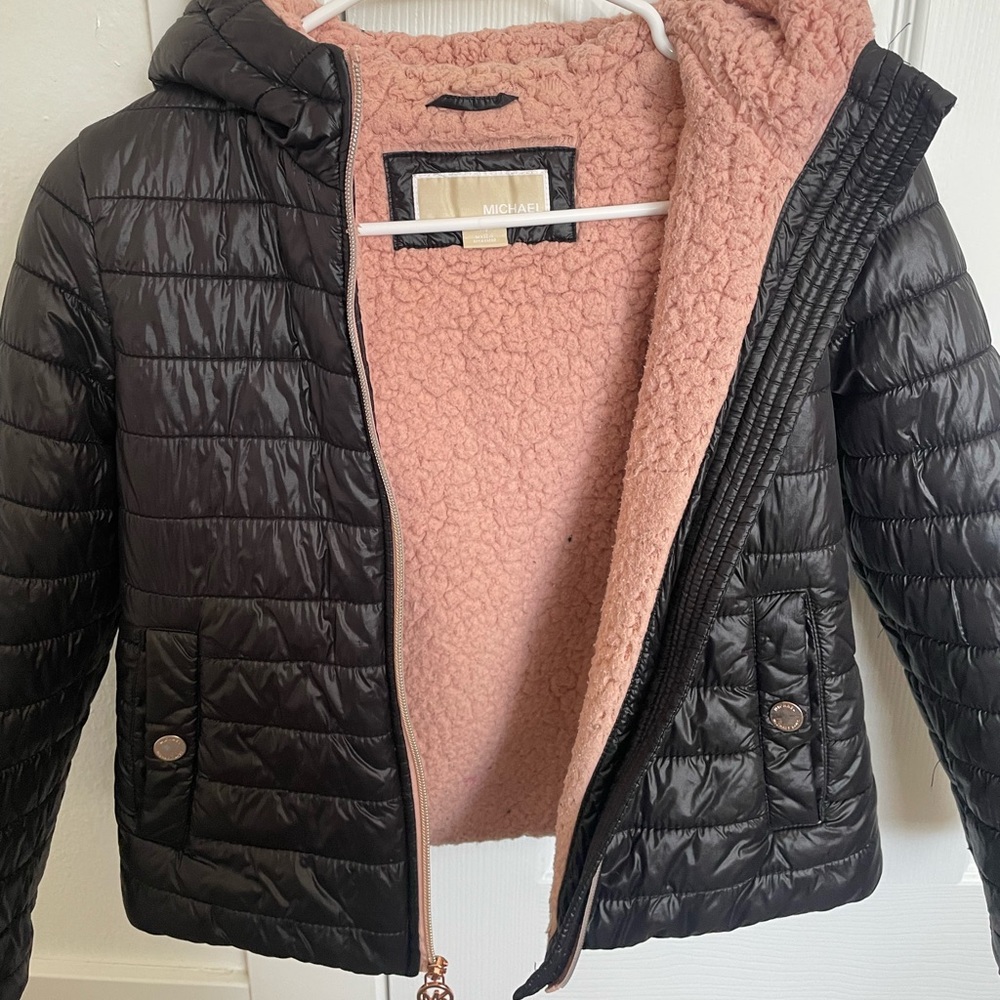 MICHAEL Michael Kors Black and Pink Kids Puffer Jacket